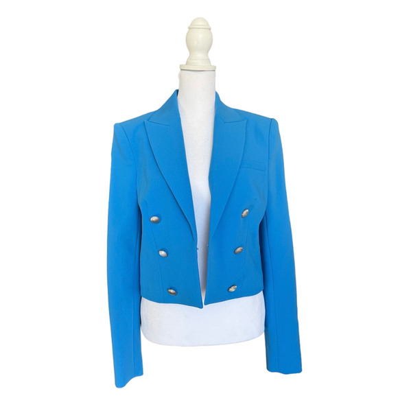 L'Agence Inez Crop Blazer Campanula Cobalt Blue Size 4 - Picture 8 of 16